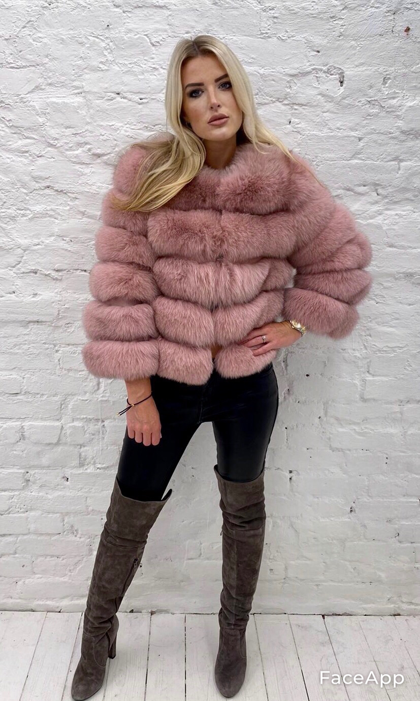 blush fox fur coat