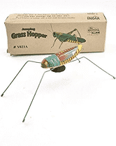Jumping grasshopper tin toy 5-25