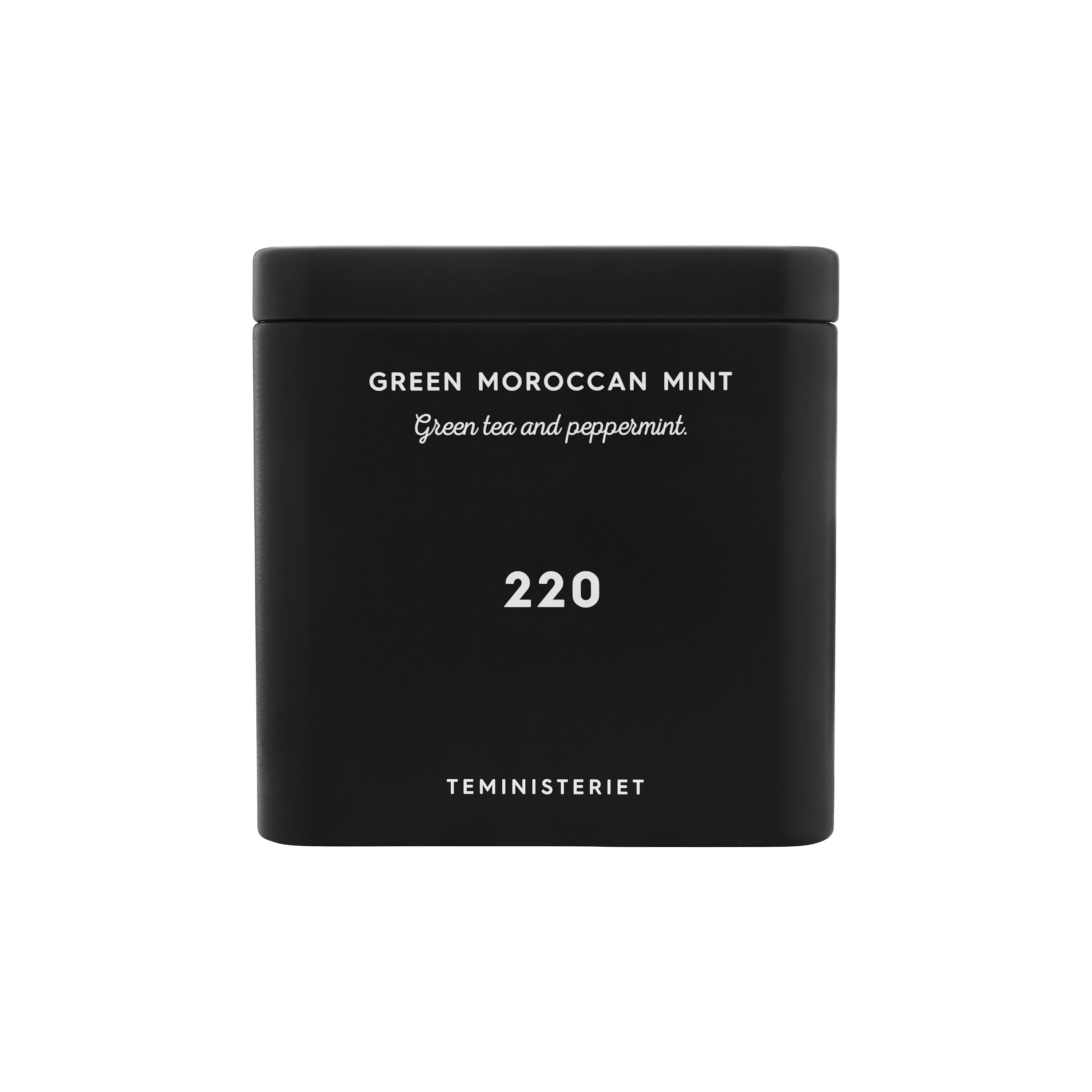 Tea - 220 green moroccan mint i lösvikt, svart metallbox