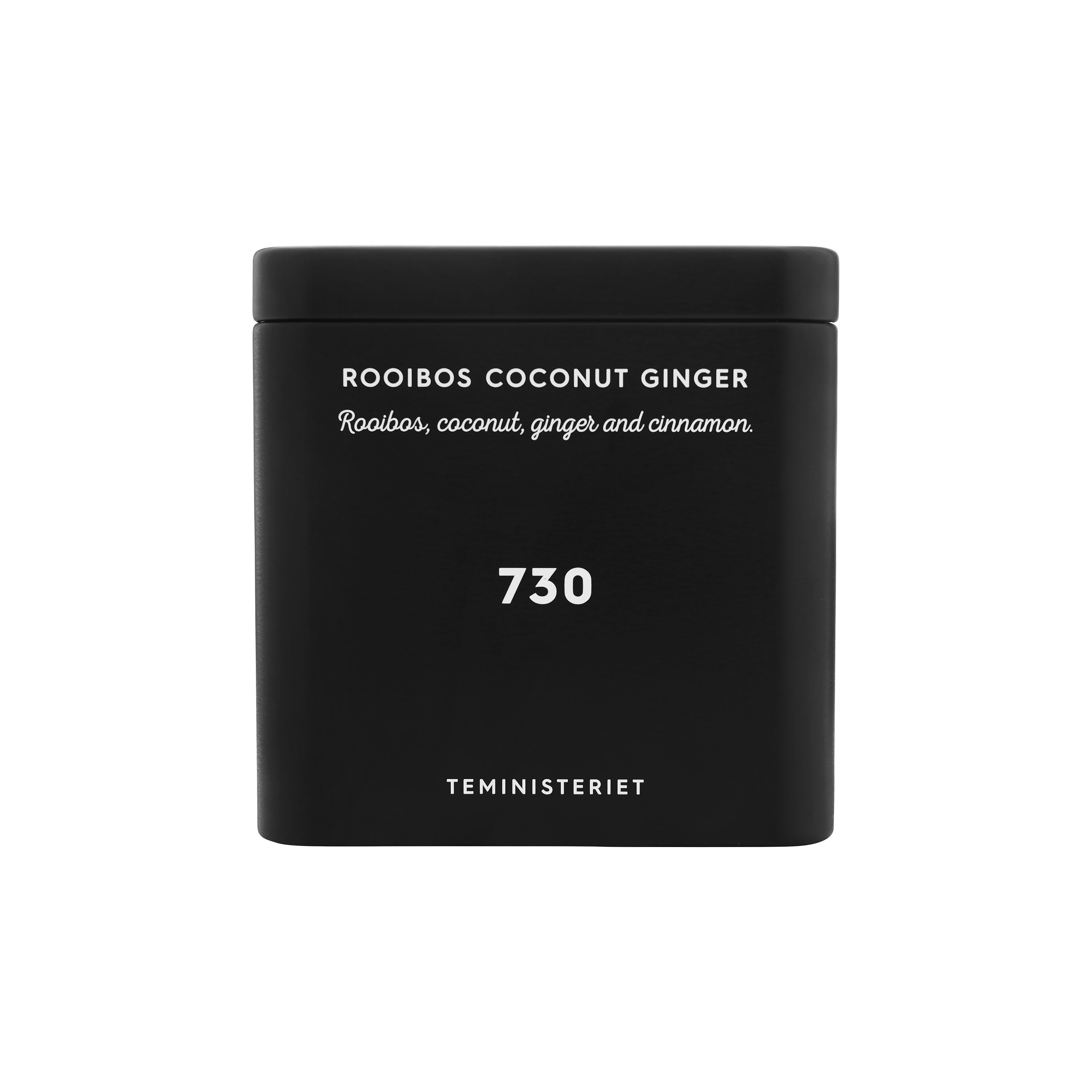 Tea - 730 rooibos coconut ginger i lösvikt, svart metallbox