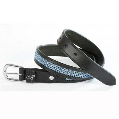 USG Princess Blue Black Leather Belt 