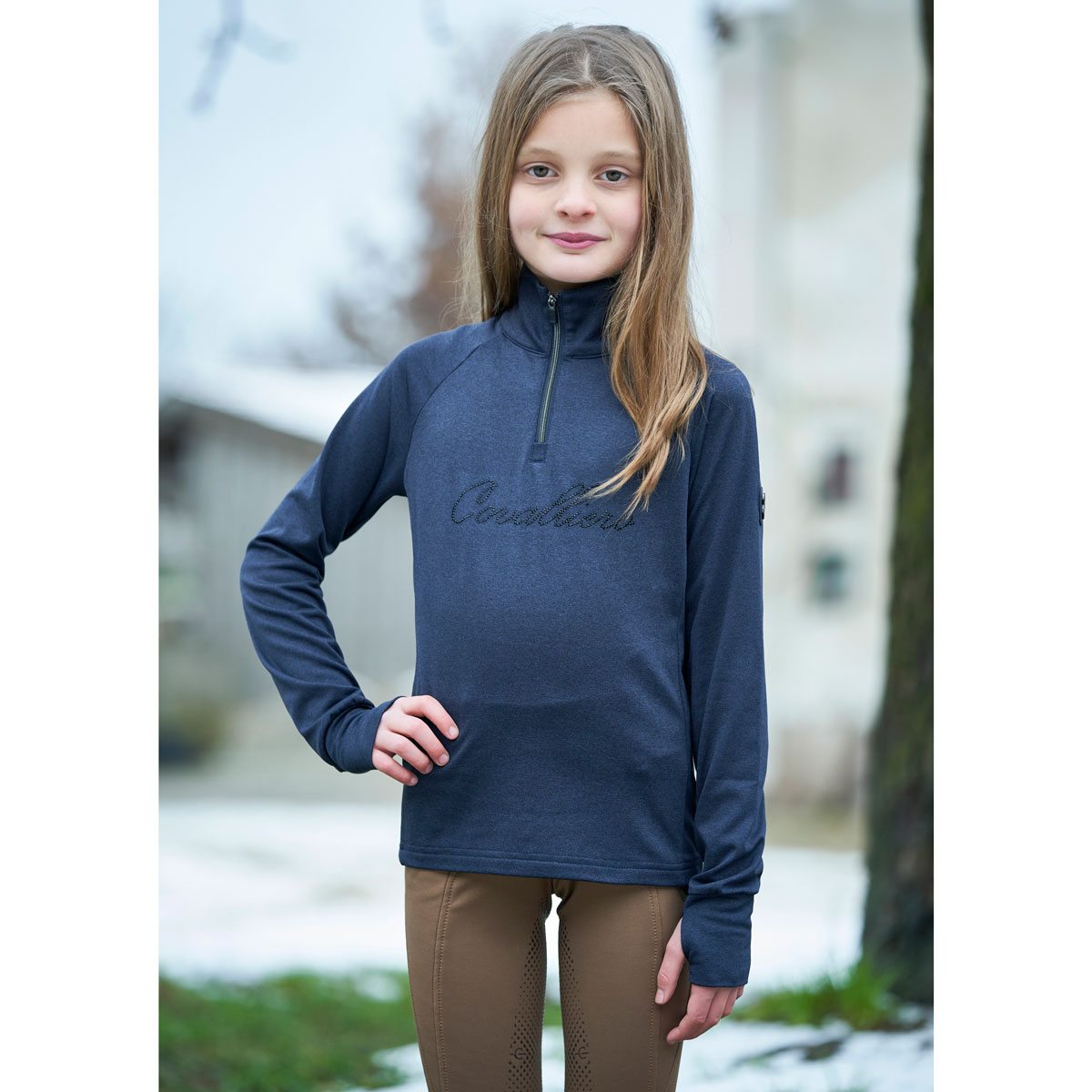 Covalliero Childs Navy Training Top (Thumb holes)