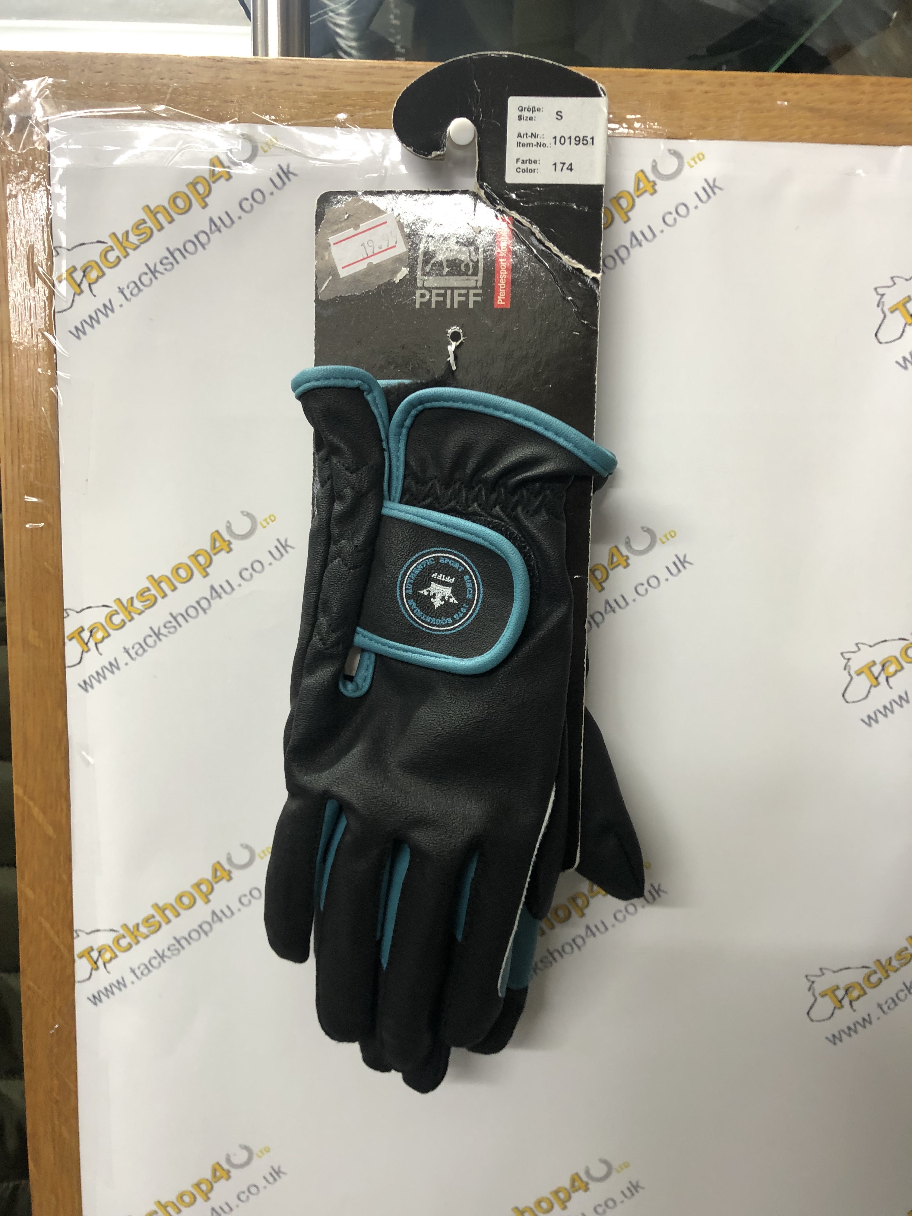 PFIFF Riding Gloves Black/Turquoise 