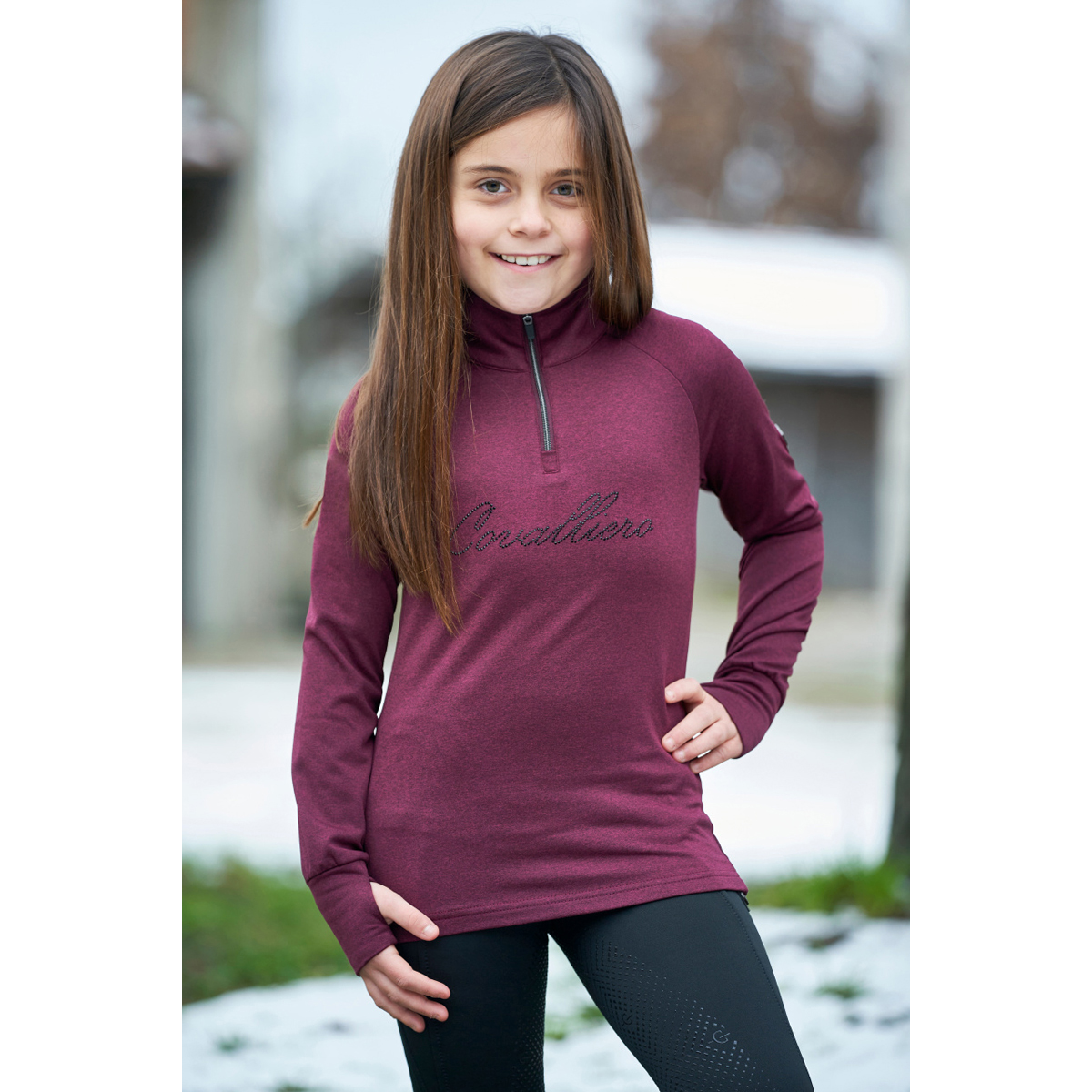 Covalliero Childs Burgundy Training Top (Thumb holes)