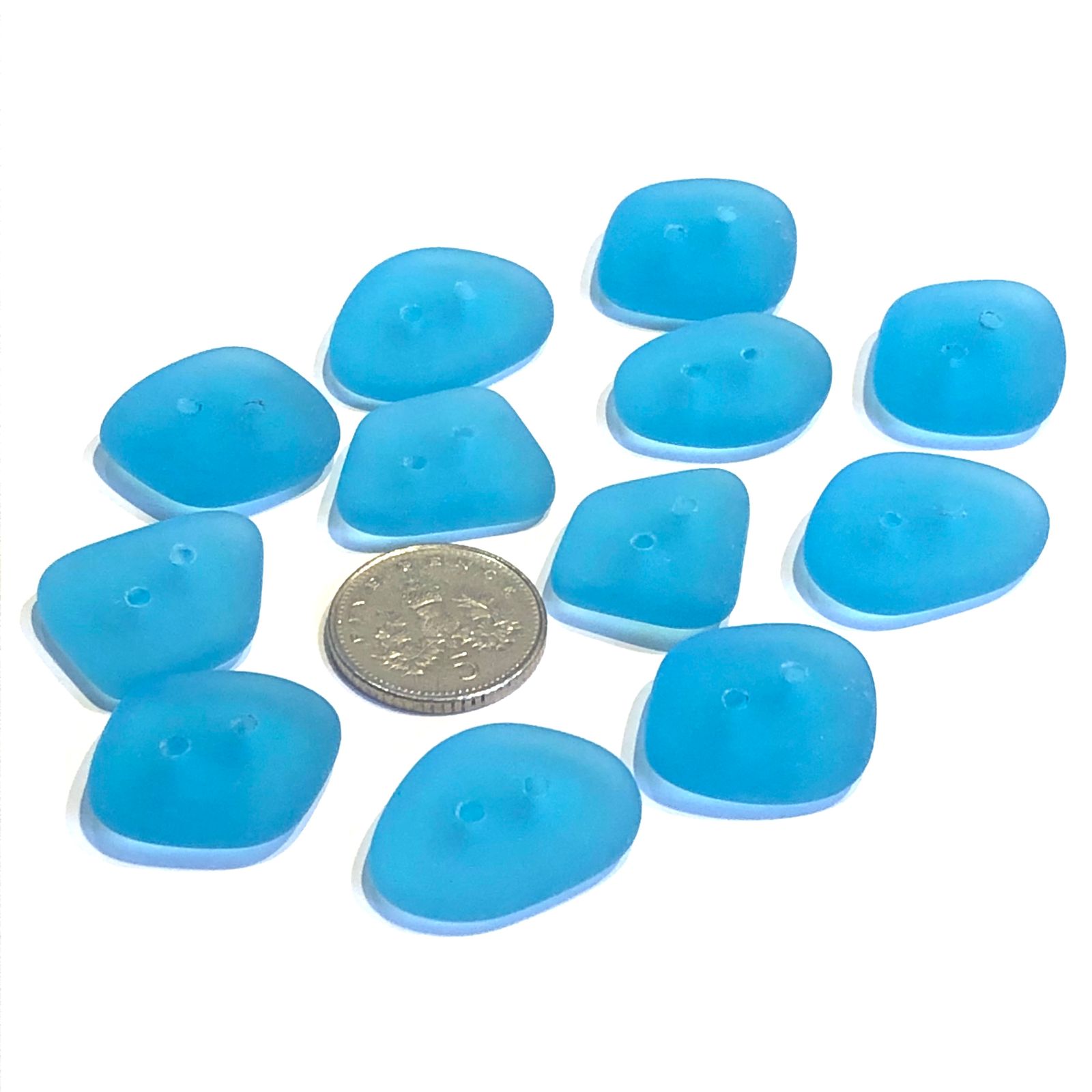 Sea Glass Buttons (x4) - 13 Pacific Bay Blue - Latitude 57