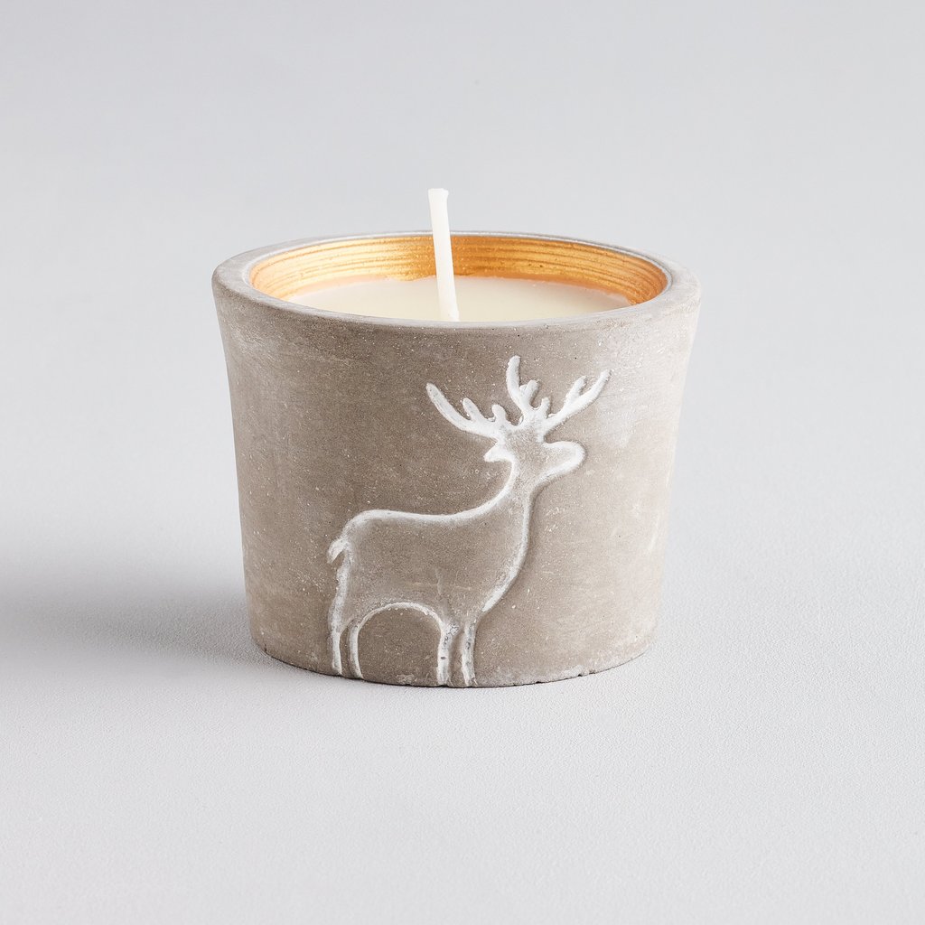 St Eval Christmas Candle Reindeer Pot - Orange & Cinnamon 