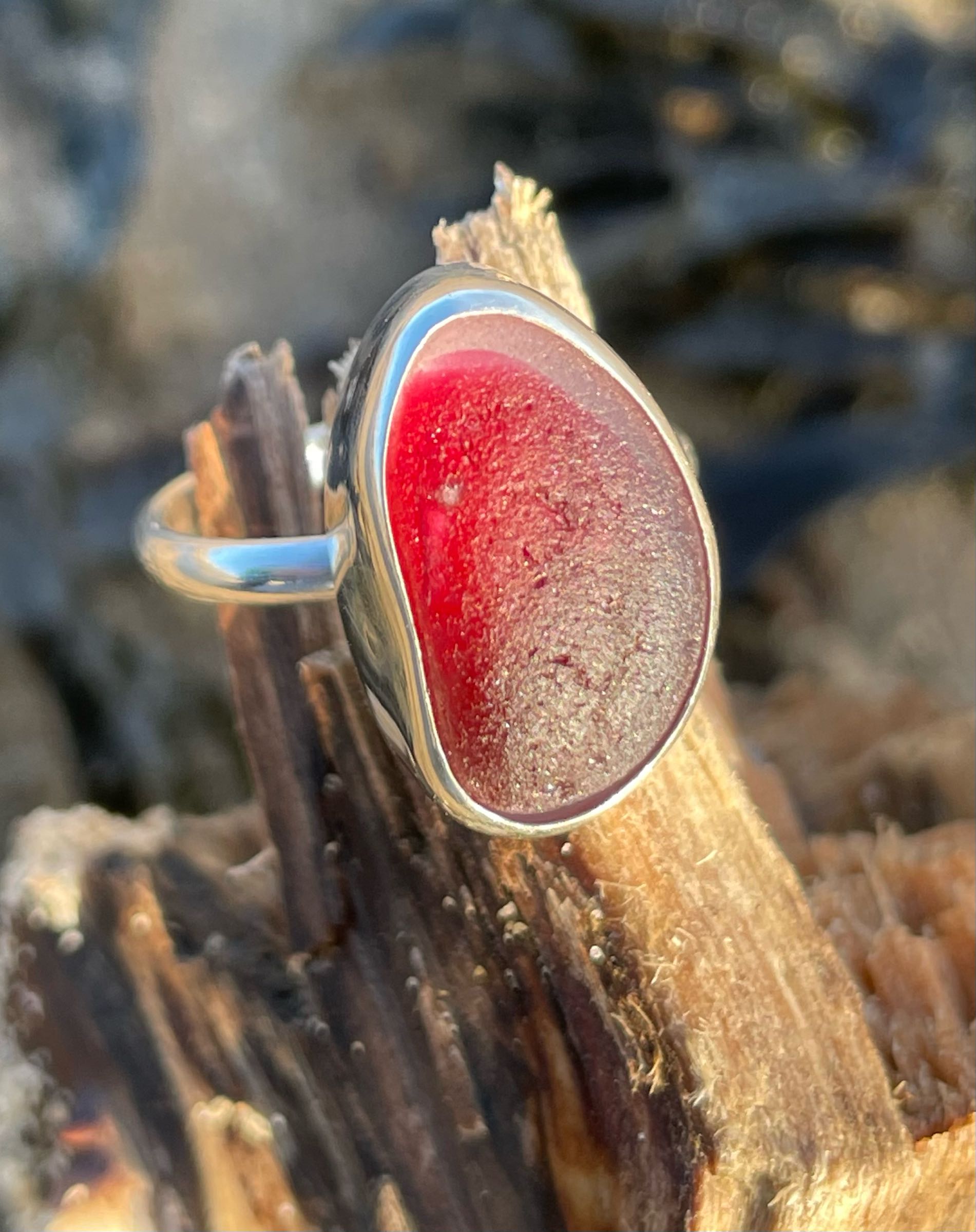 RE220 Eco-silver Seaham Sea Glass Ring UKQ