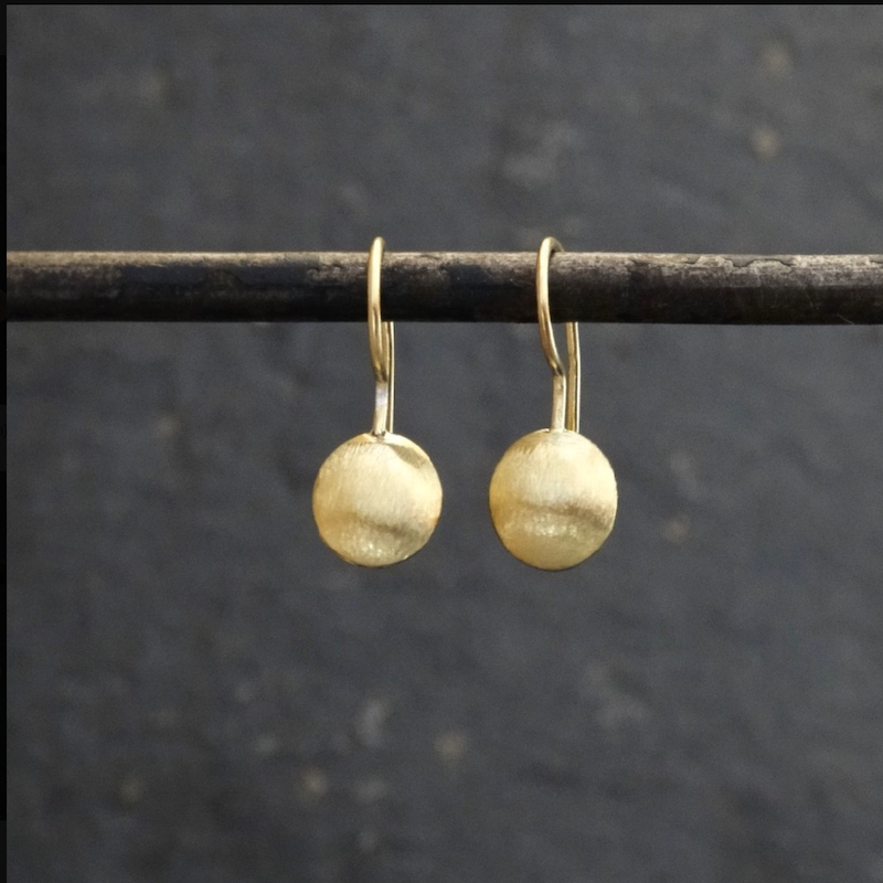 Brushed Round Drop Earrings 