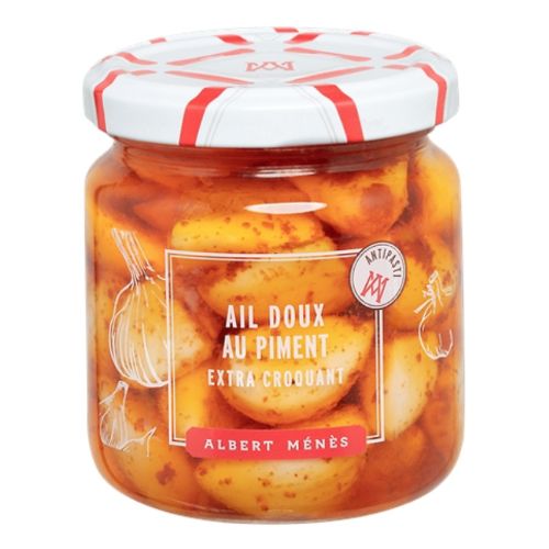 Albert Menes Crunchy Sweet Garlic Pickle with Piment Peppers 200g