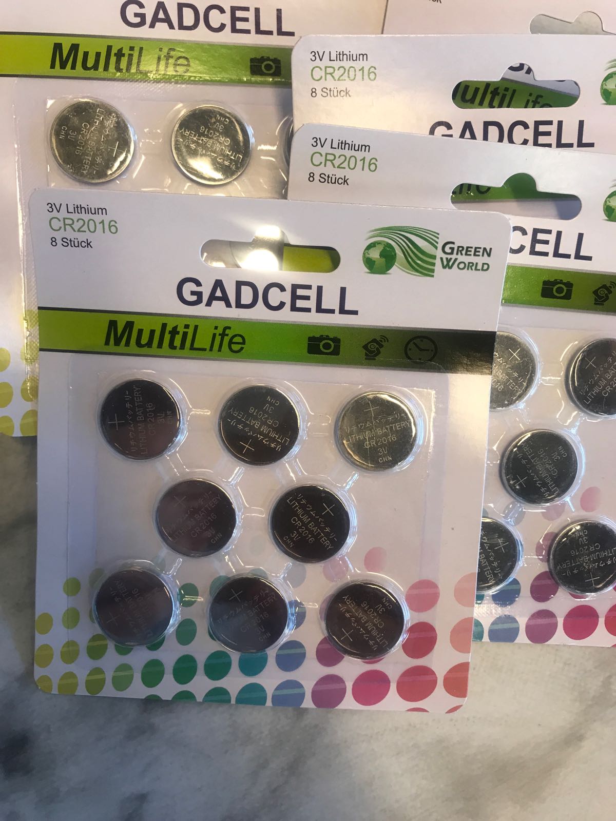 Batterier knappcell, 8-pack/CR2016- 3 V