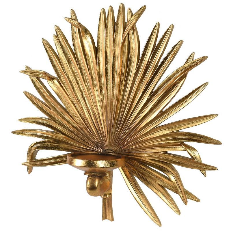 Gold Palm Leaf Wall Sconce Candle Holder Papillon Living