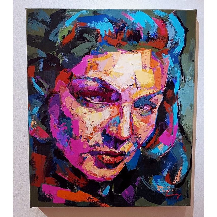 "Lauren Bacall" Acrylic on canvas by Alberto Ramirez LEG. 50x60 cm