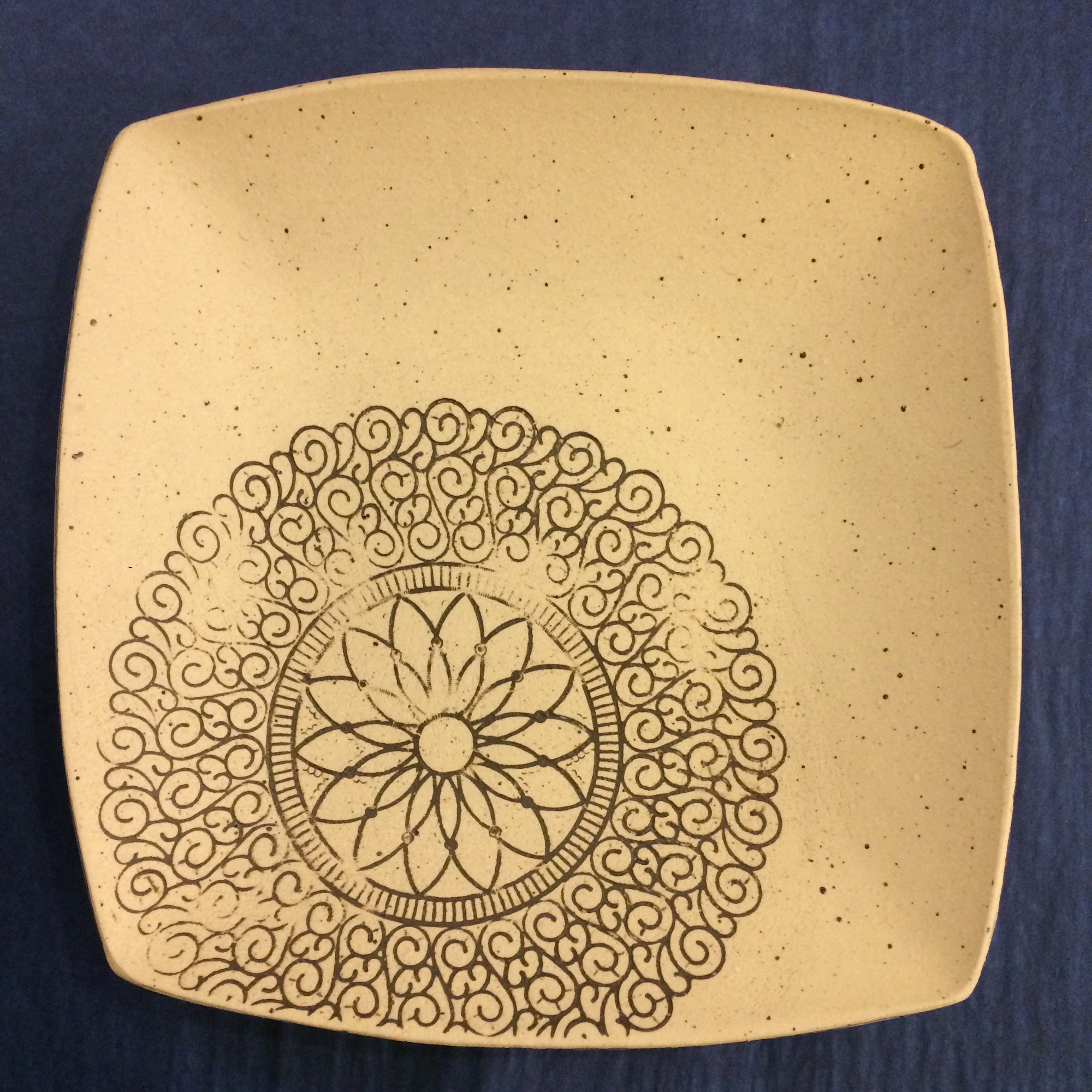 Square Stoneware Platter by Fiona Veacock - Sale!