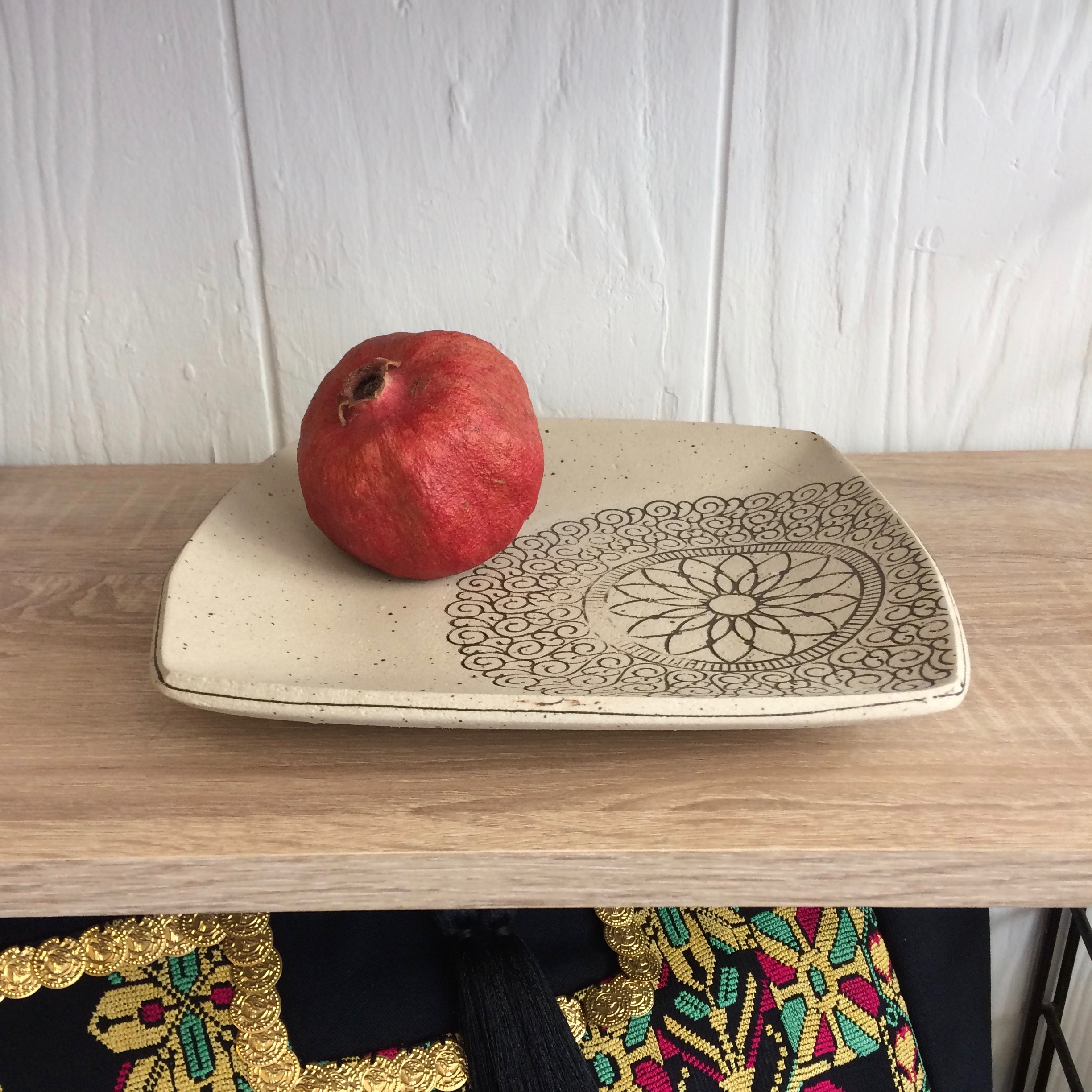 Square Stoneware Platter by Fiona Veacock - Sale!