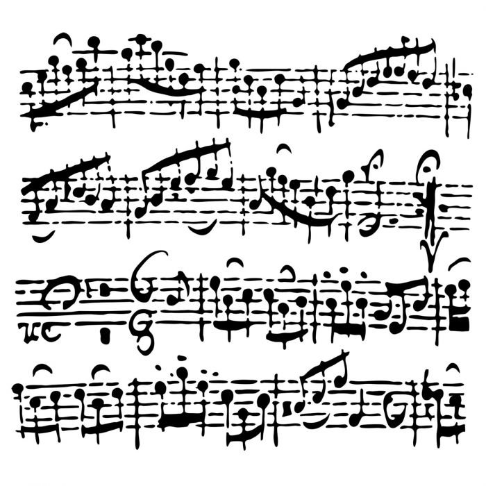 Musik, schablon, 15x15 cm