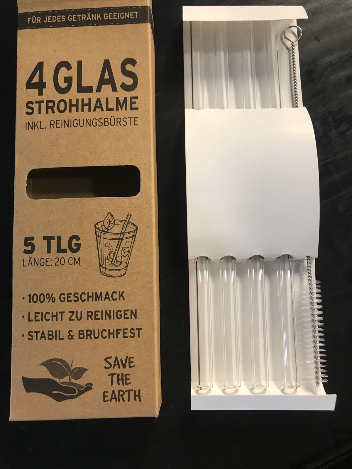Glassugrör transparenta - 4-pack med borste