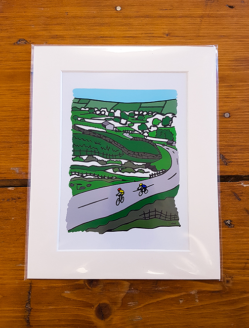 Cycling Holme Moss Mounted Artwork Print