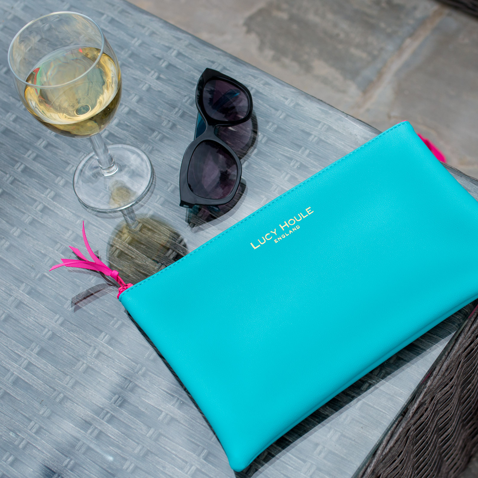 Faux Leather Turquoise Clutch