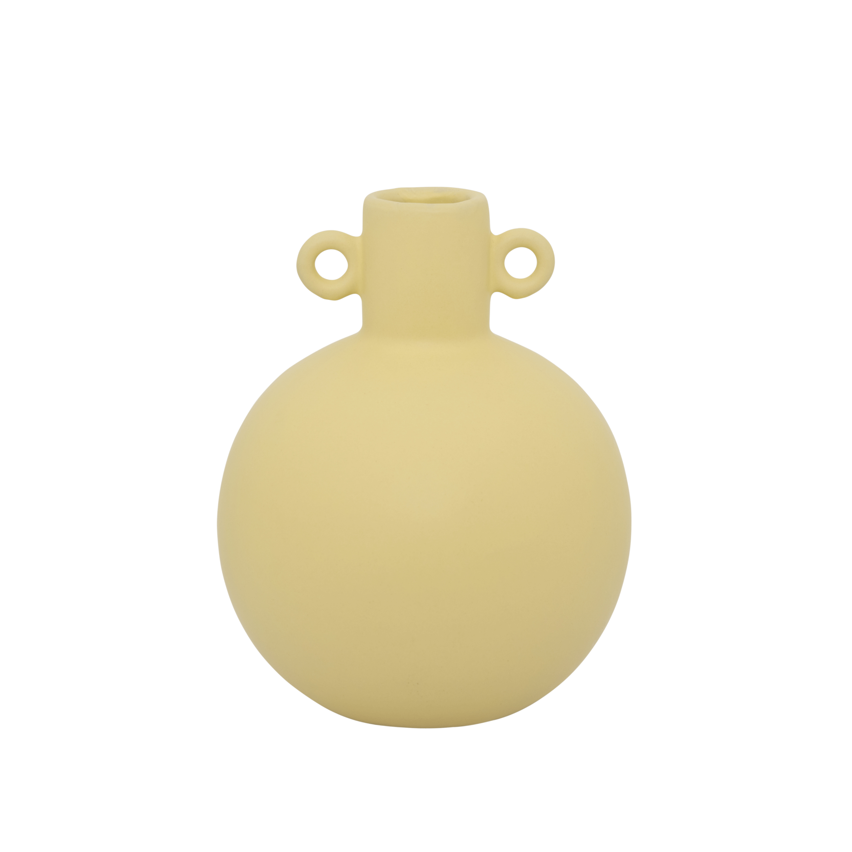 Vase i keramik, Lysegul mat glasur, H 15cm