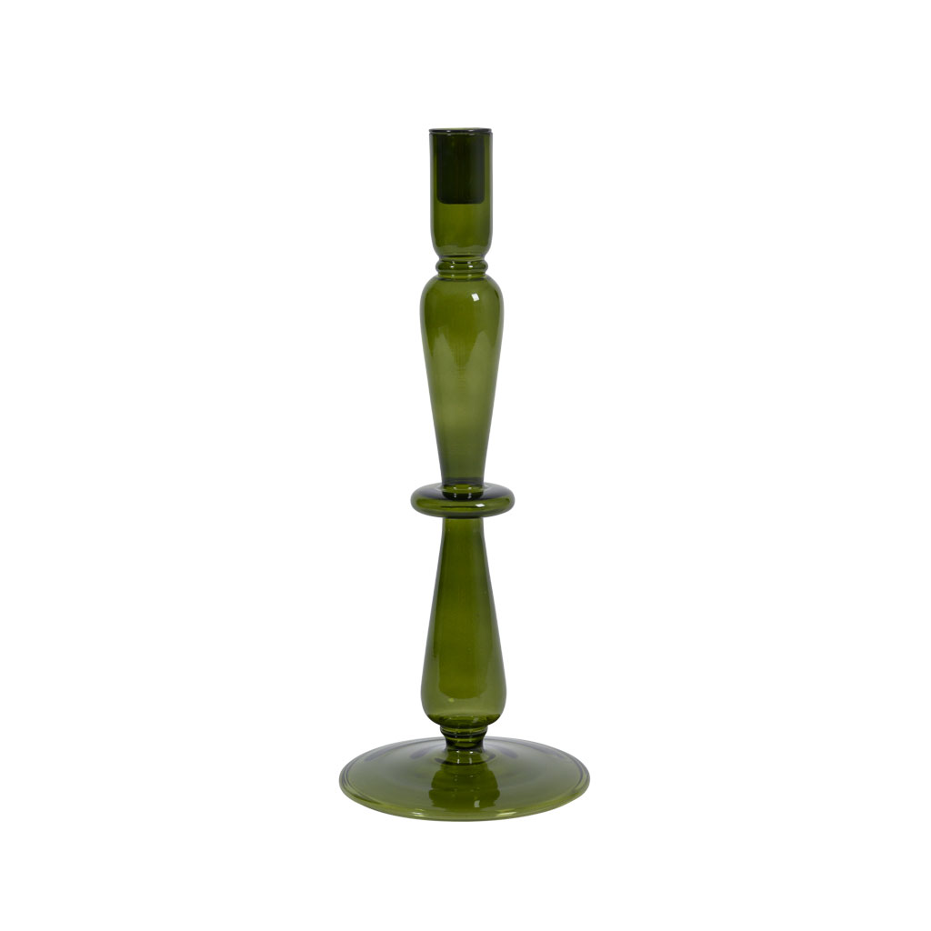 Lysestage, Grønt glas H33,5cm