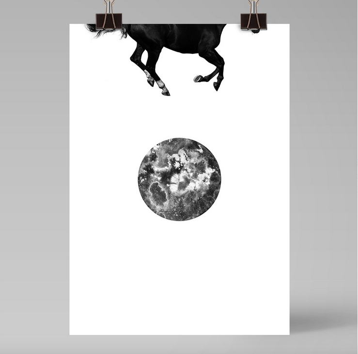 Ainoa Graphic Design: Horse and the Moon -juliste