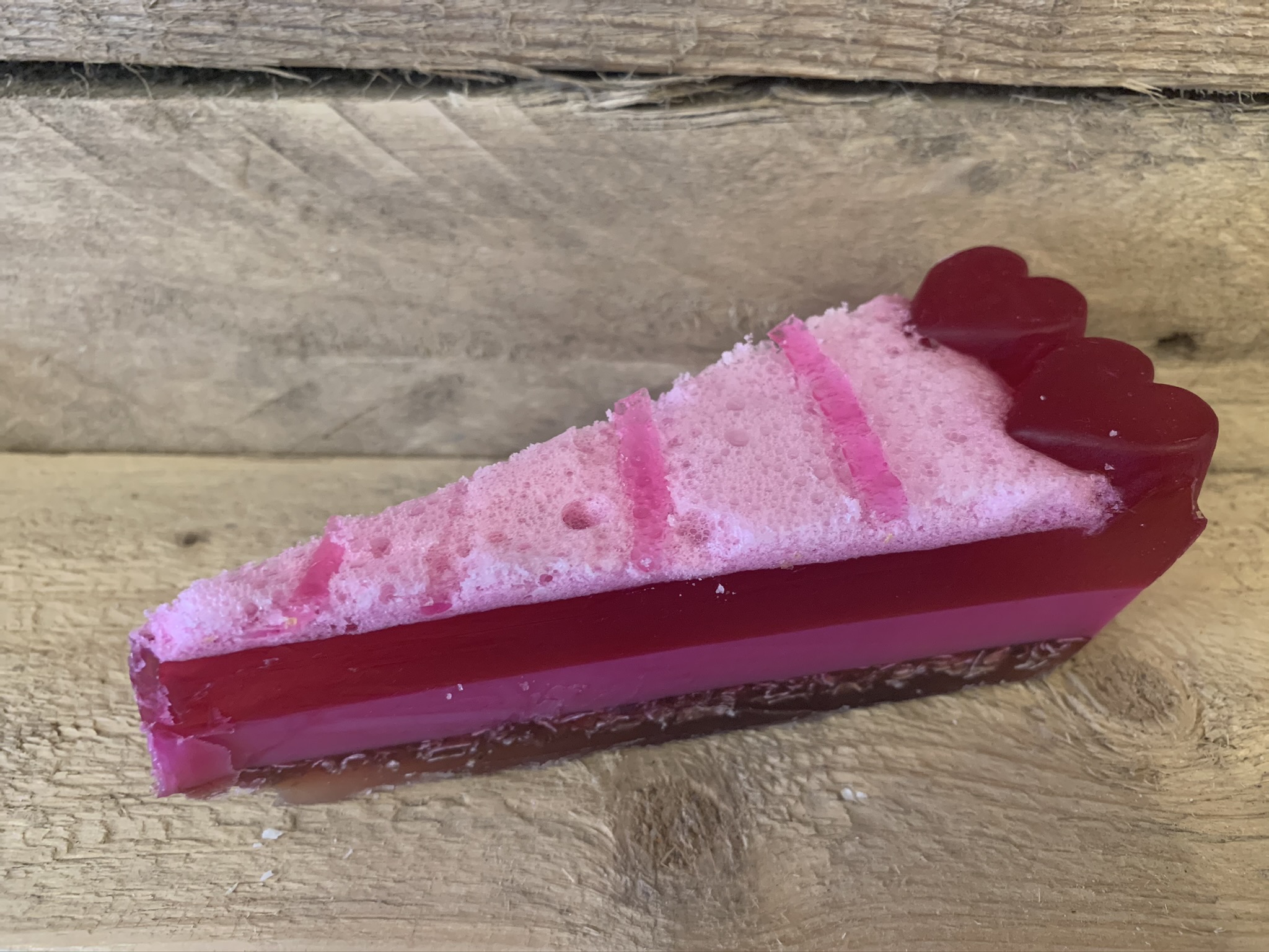 Raspberry Rippler Soap Cake Slice