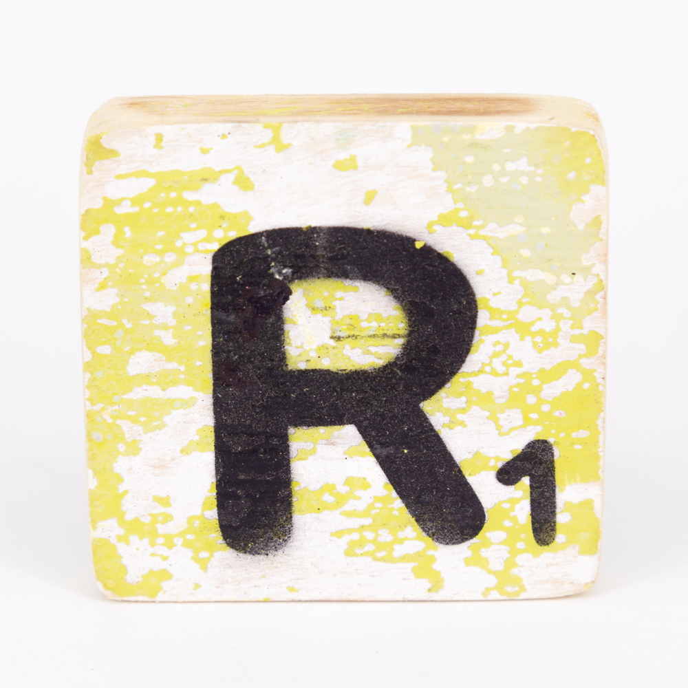 Holzbuchstabe - R - im Scrabble-Style 