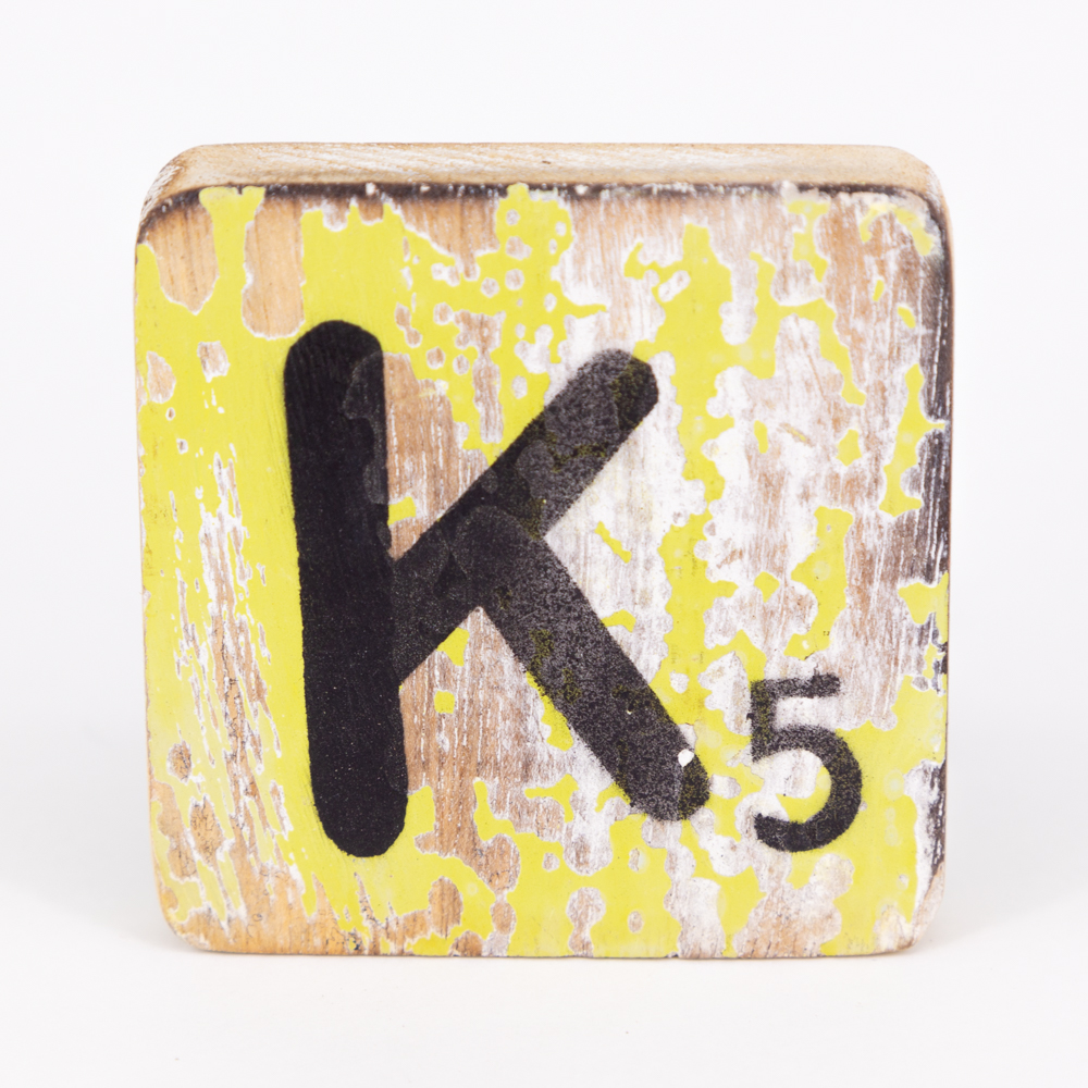 Holzbuchstabe - K - im Scrabble-Style