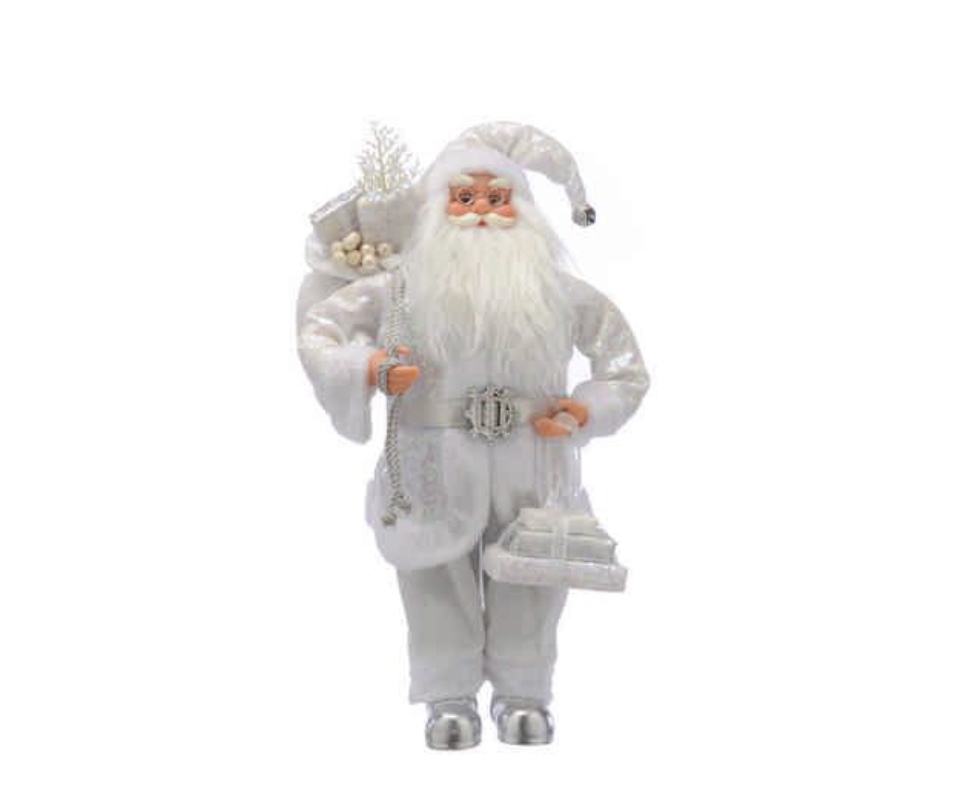 Standing Santa white 45 cm