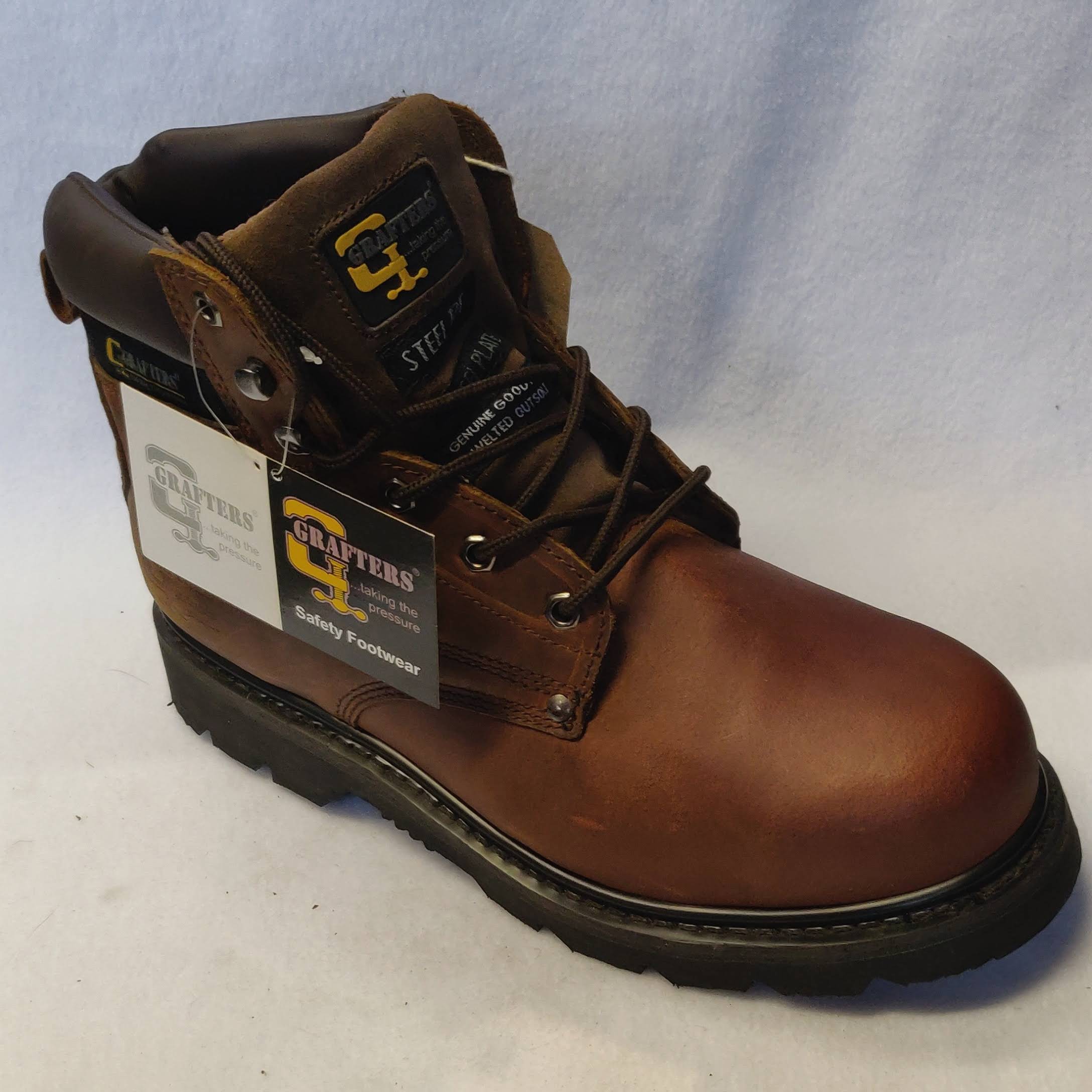Mens Grafters Brown Safety Boots, Size 11 R Rhodes &amp; Son