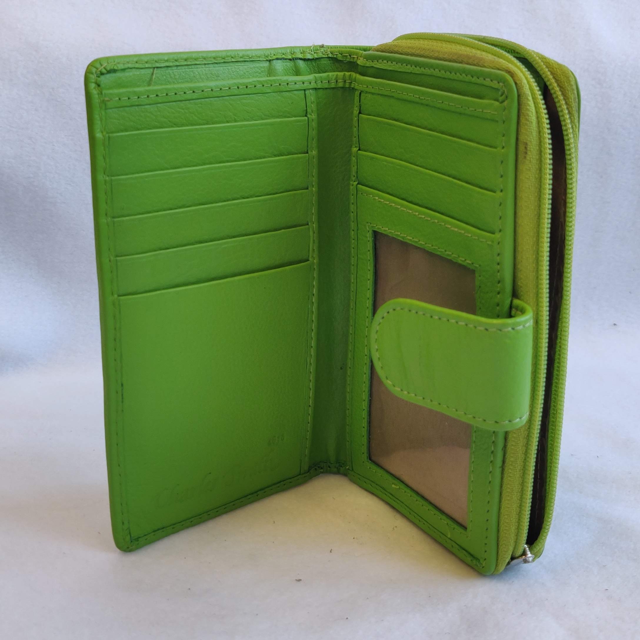 Ladies Leather Purse Lime Green 603612