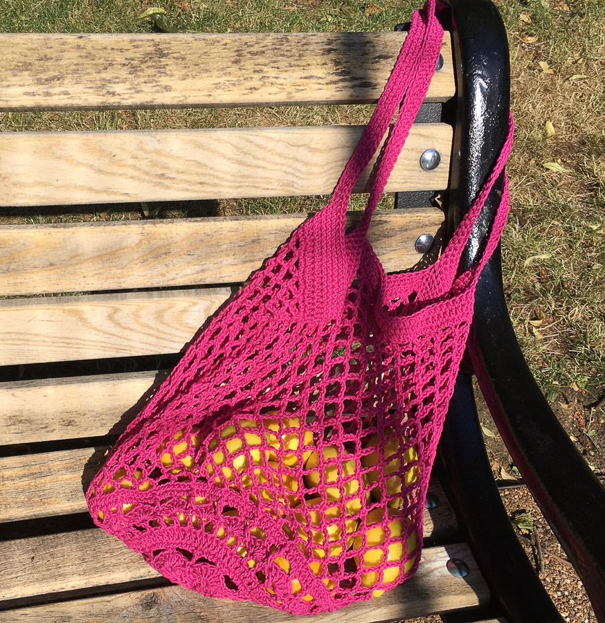 Hand Crochet Cotton Market Bag Deep Pink