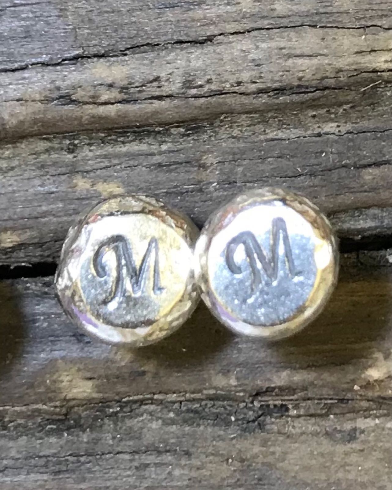 Initial Stud Earrings in Recycled Silver