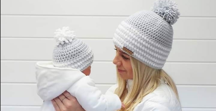 matching pom pom hats