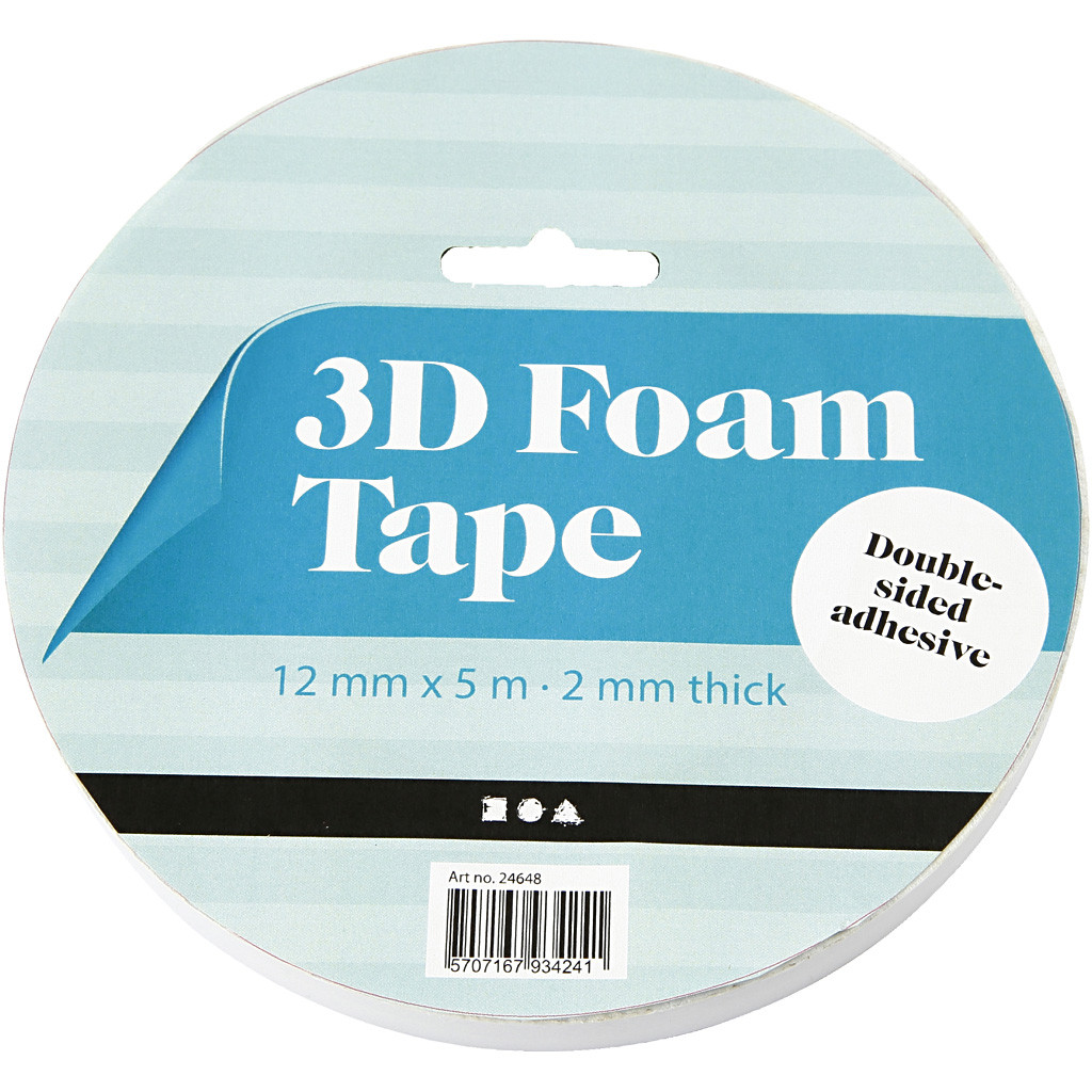 3D tape, B: 12 mm, tykkelse 2 mm, 5m