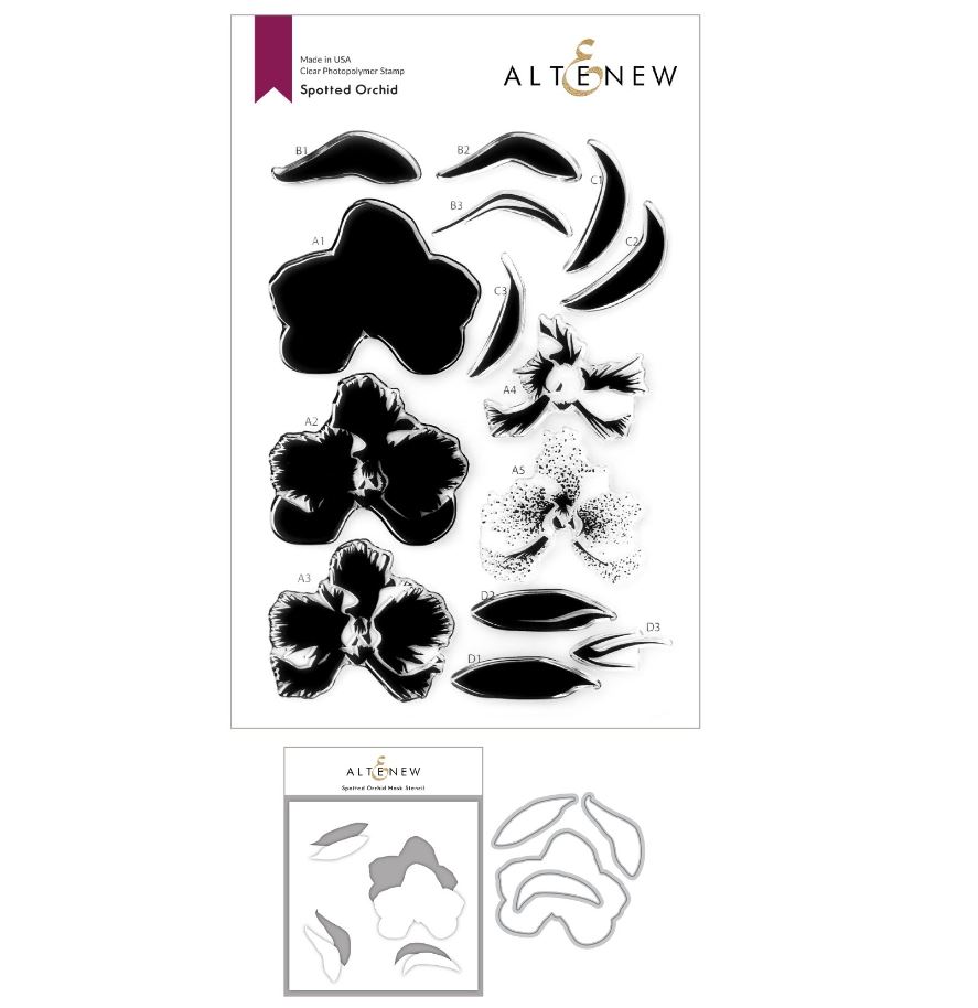 Altenew - Spotted Orchid Stamp & Die & Mask Stencil (3 valg)
