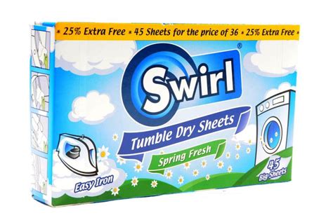 SWIRL TUMBLE DRY SHEETS+25% FREE 45PK