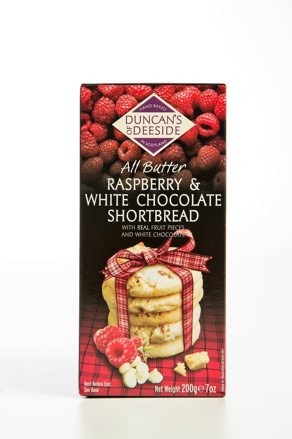 DUNCANS RASPBERRY AND WHITE CHOCOLATE SHORTBREAD 200G