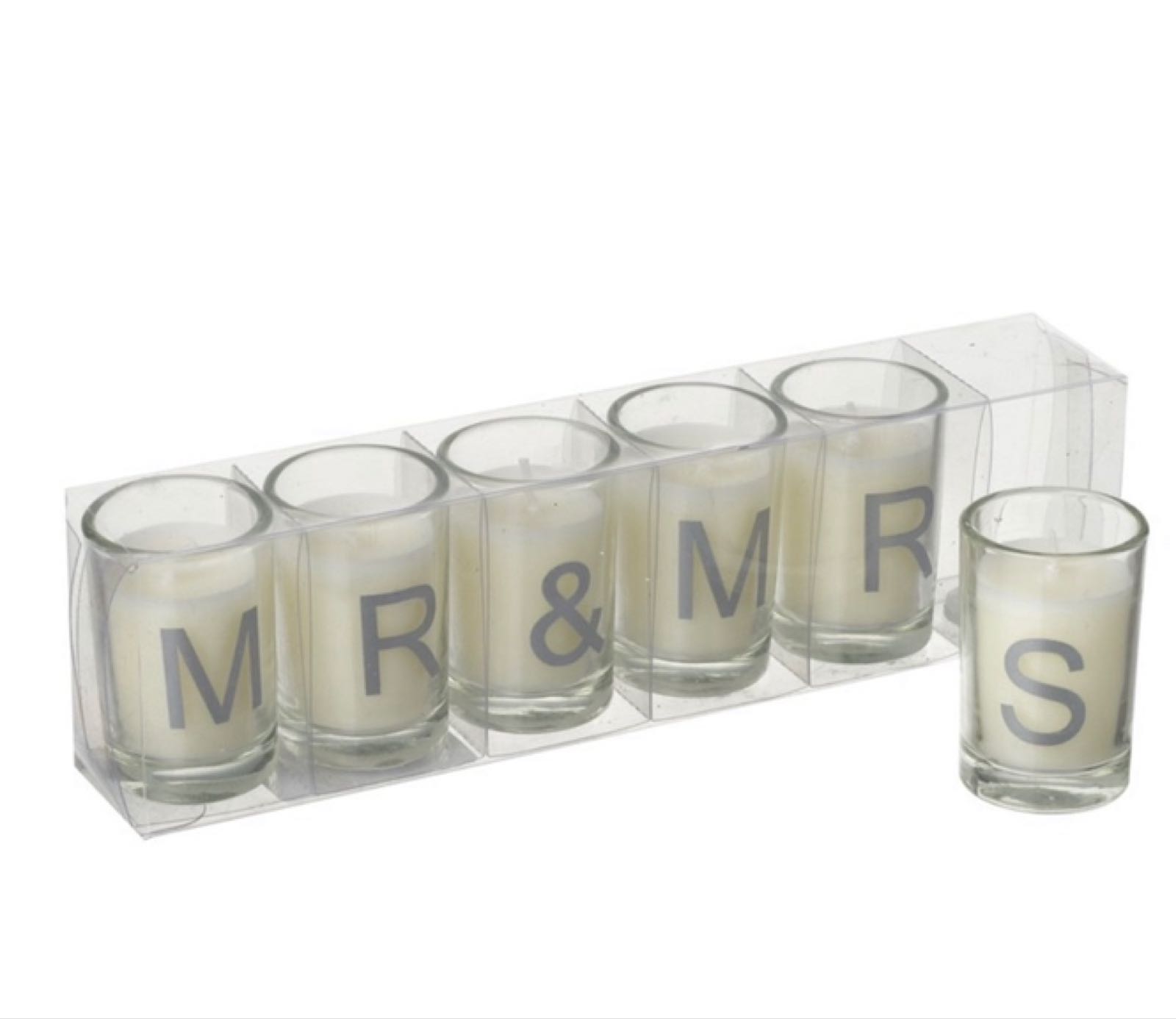 Mr and Mrs Candles - silver letters 