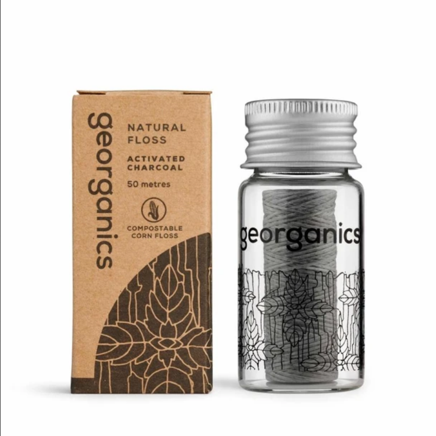 Georganics - Activated Charcoal Dental Floss with dispenser