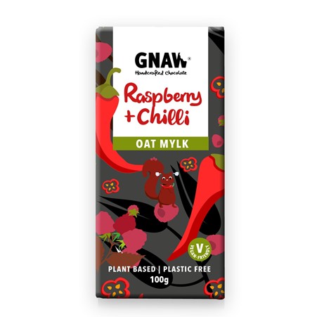 Gnaw - Raspberry & Chilli Oat Mylk Chocolate Bar (100g)