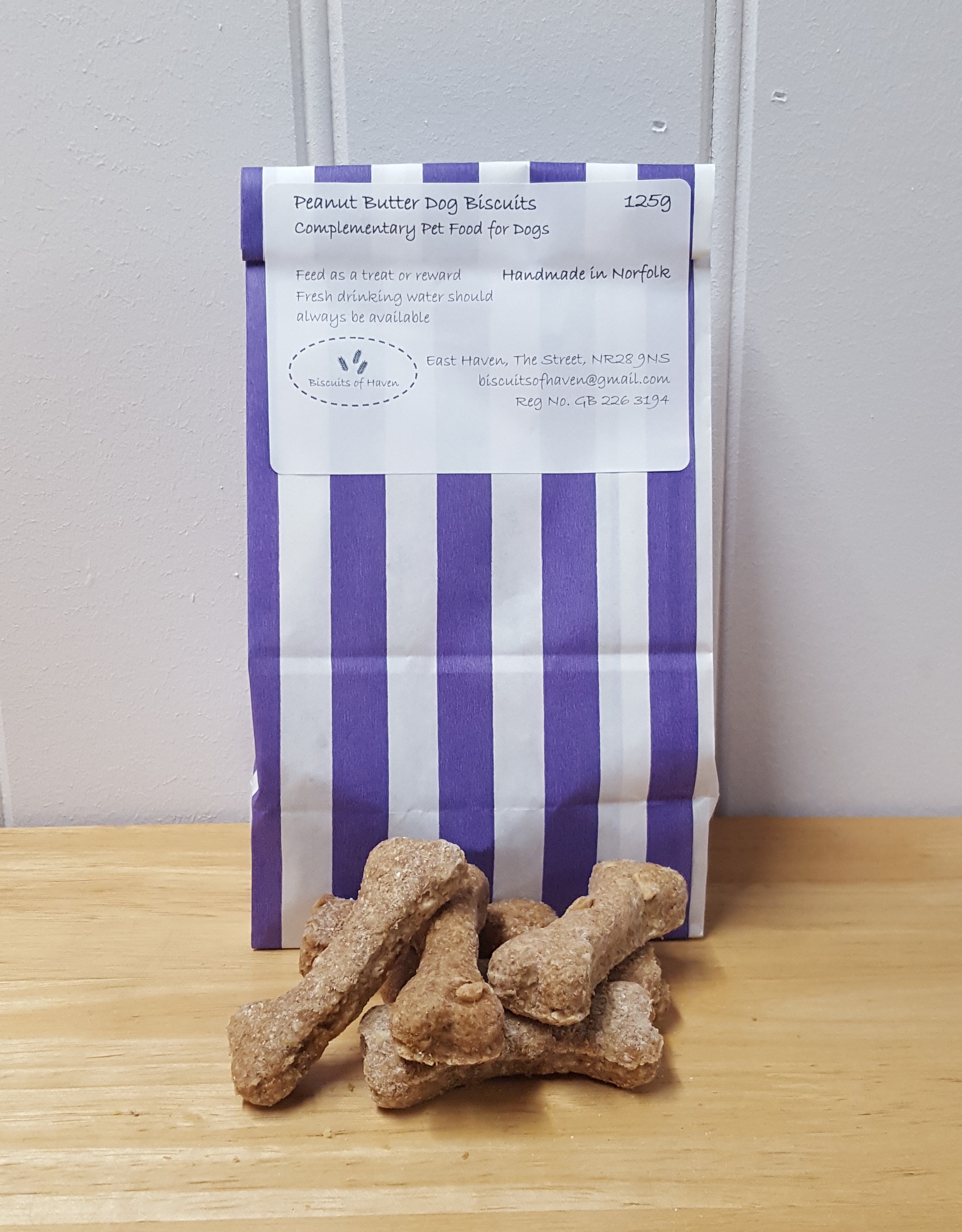 Dog Treats - Peanut Butter Biscuits (striped bag)