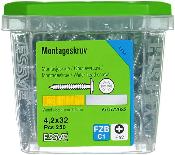 Montageskruv med vass spets Ph2 fzb 4,2x32 - Byggskruv trä/betong | Råneå Bygghandel