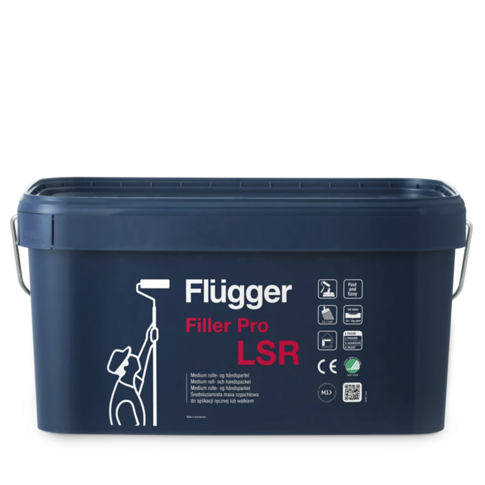 Medium rull- och sprutspackel – Svanenmärkt – Flügger Sandplast LSR - Flügger | Råneå Bygghandel