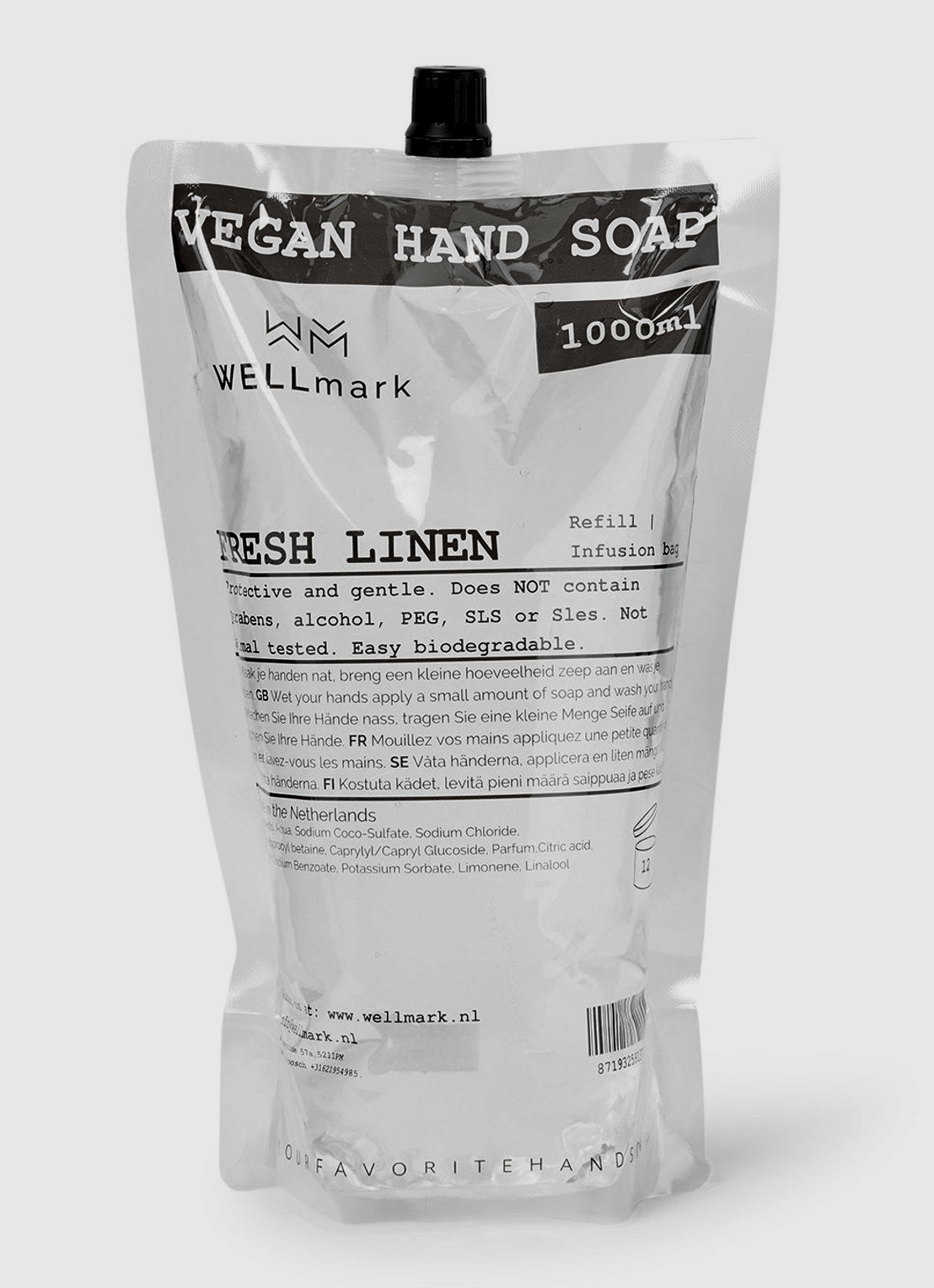 Fresh Linen Vegan Handseife 1L von Wellmark