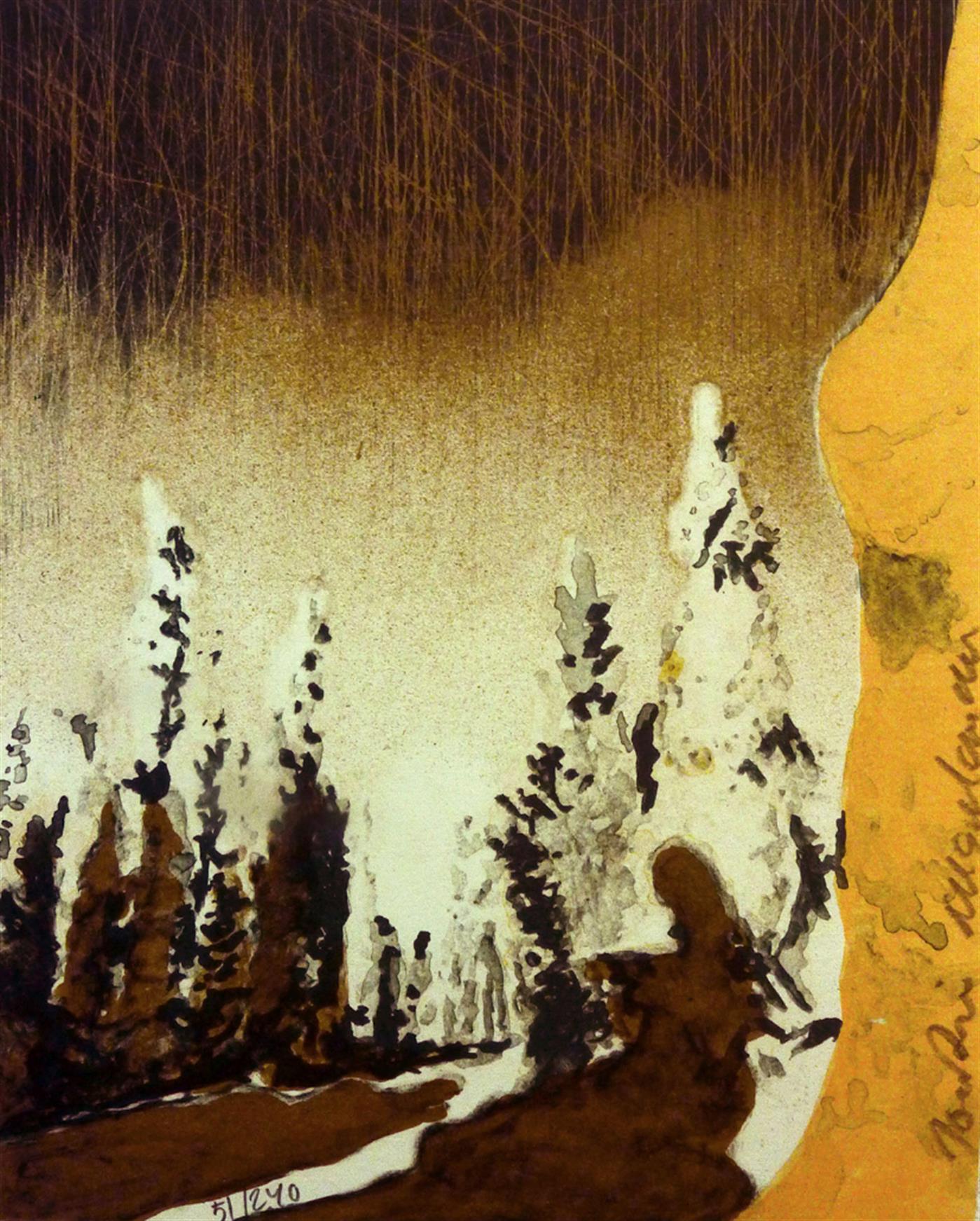 Joakim Allgulander - Snow trees, colour lithograph