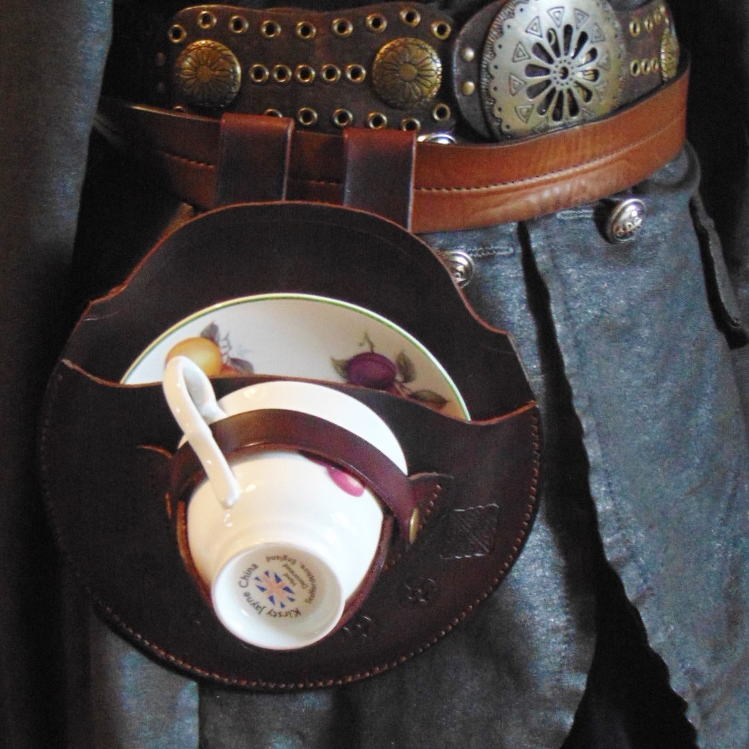 Tea Cup & Saucer Holster, handmade in leather