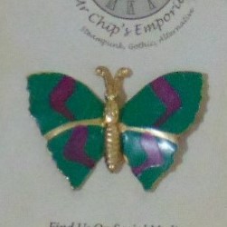 Brooch Badge - Green Butterfly