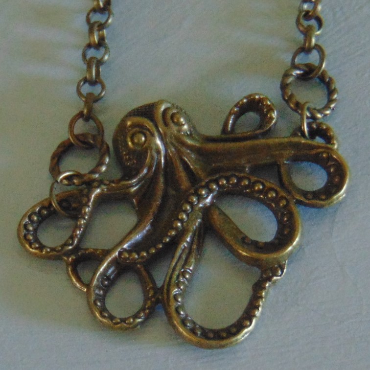 Necklace - Brass Effect Octopus on Brass Chain