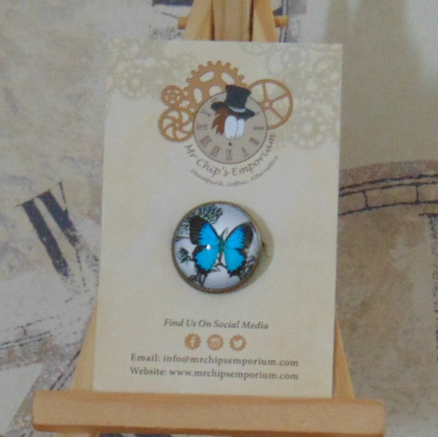 Brooch Badge - Blue Butterfly